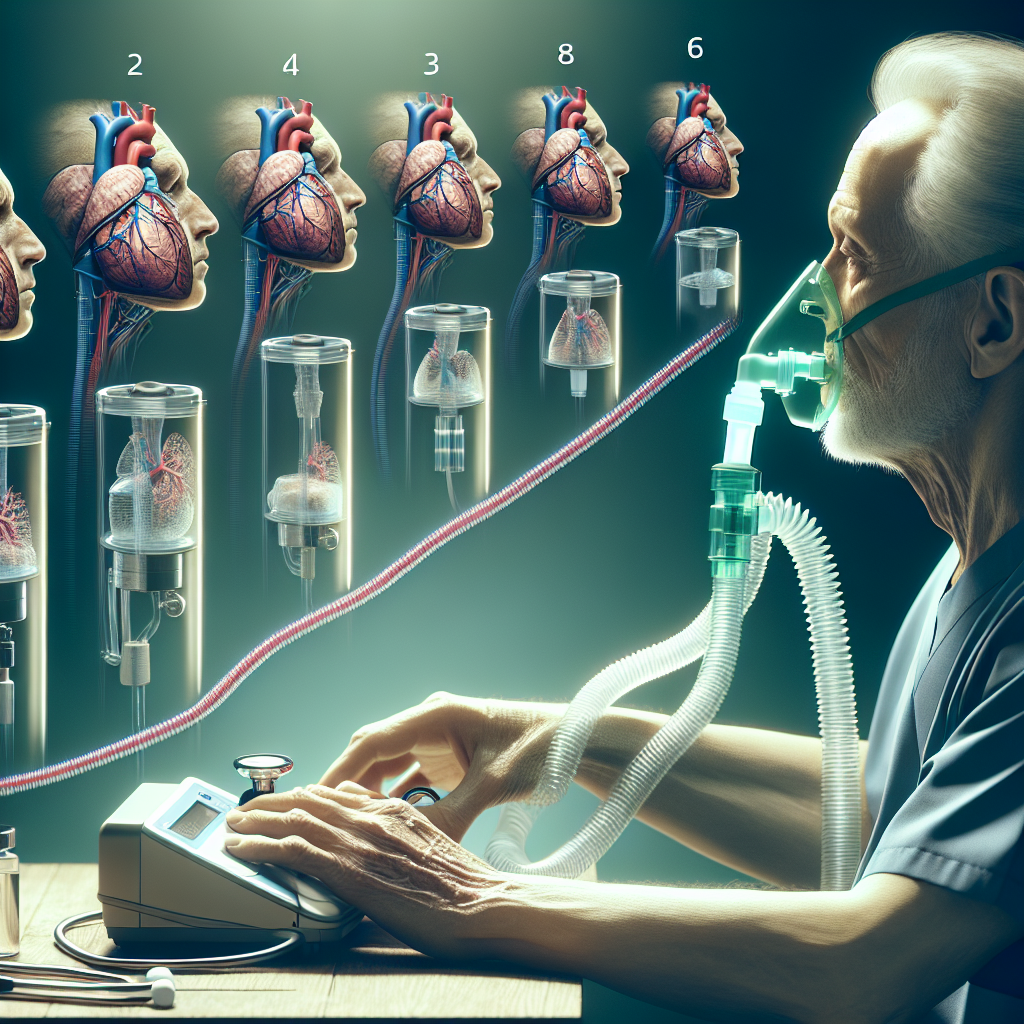 Create an image depicting the stages of progression in ALS. Specifically, it should illustrate the increasing need for advanced breathing support. Include a series of stages, each progressively more severe, and convey the transition from not requiring any respiratory aids to relying on sophisticated equipment. The image should be high-quality and photorealistic, with the use of natural lighting and soft shadows to make the medical equipment and its use as realistic as possible. Ensure to keep it informative and empathetic, being mindful of the sensitive nature of the subject.