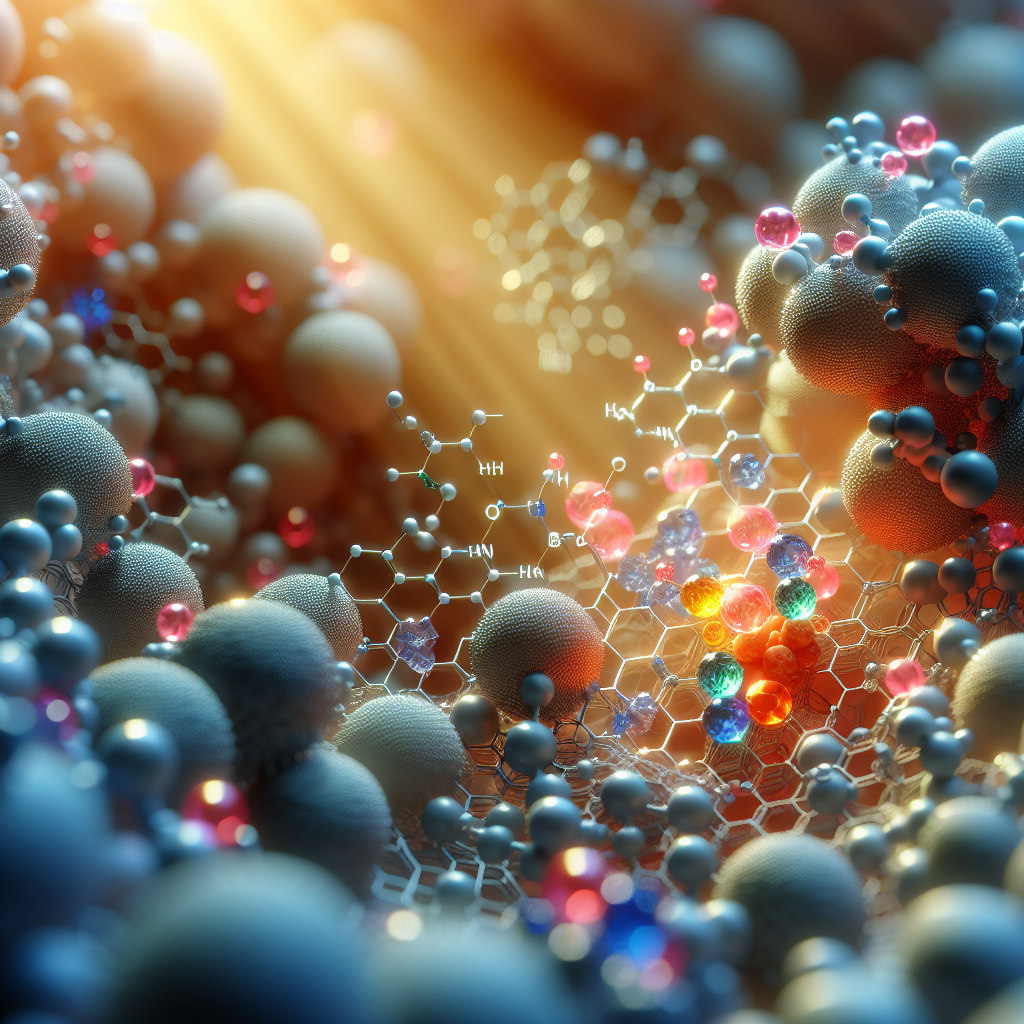 A detailed, photorealistic image that showcases the stunning advances in the field of nanomedicine biomarkers using natural lighting and soft shadows. The scene could contain a microscopic viewpoint, exposing vibrant nanoparticles used in diagnosis or treatment. An overlay of molecular structures signifying biomarkers, all under the aura of advanced research and cutting-edge precision medicine. This image should not contain any reference to actual people or proprietary technology.