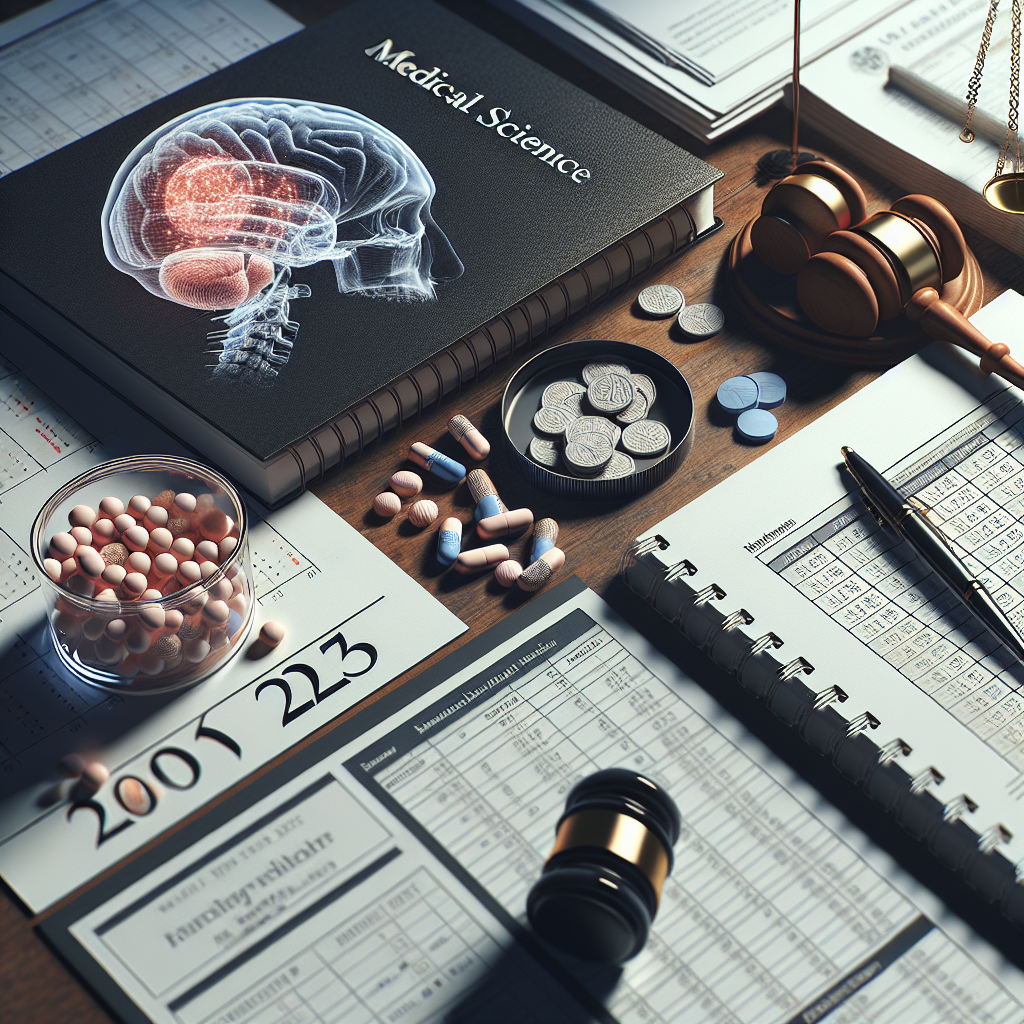 Generate a high-quality, photorealistic image incorporating elements of natural lighting and soft shadows. The main theme of the image is the importance of medical science, focusing on the quest to uncover solutions to brain tumor treatment. Notebooks, medical reports, and data charts indicate recent breakthroughs in brain tumor research. A 2025 date on a calendar hints at the timely importance of the findings and a gavel suggests an associated legal context. Please exclude any visual references to medications, brands, or specific lawsuits.