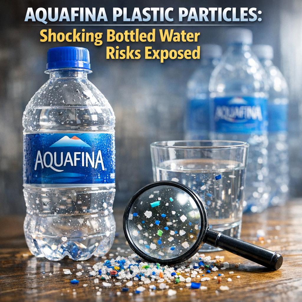 Illustration of Aquafina Plastic Particles: Shocking Bottled Water Risks Exposed