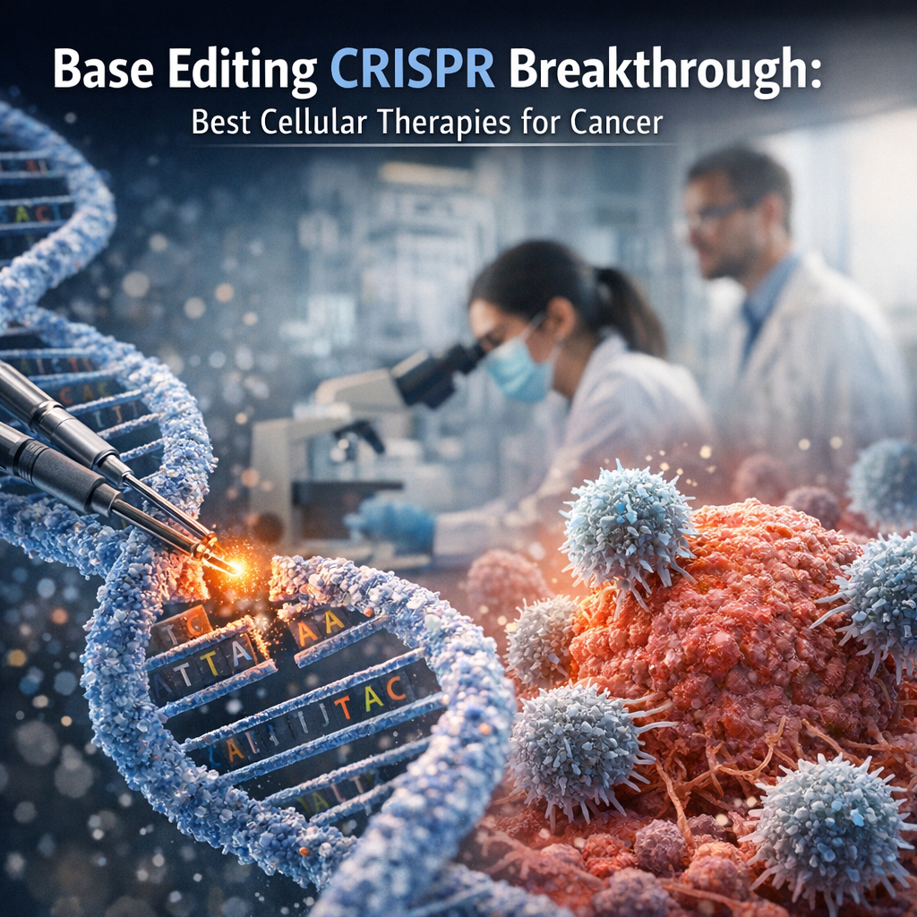 Illustration of Base Editing CRISPR Breakthrough: Best Cellular Therapies for Cancer