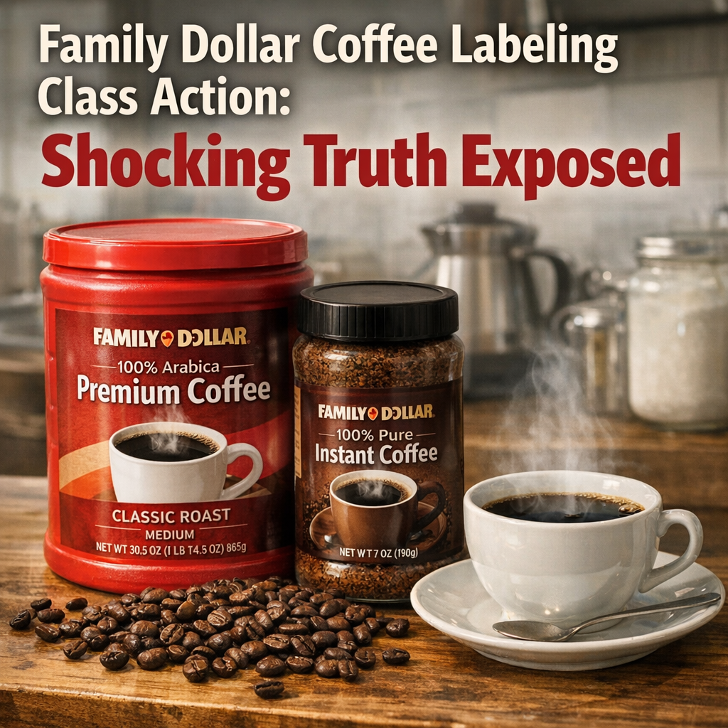 Illustration of Family Dollar Coffee Labeling Class Action: Shocking Truth Exposed