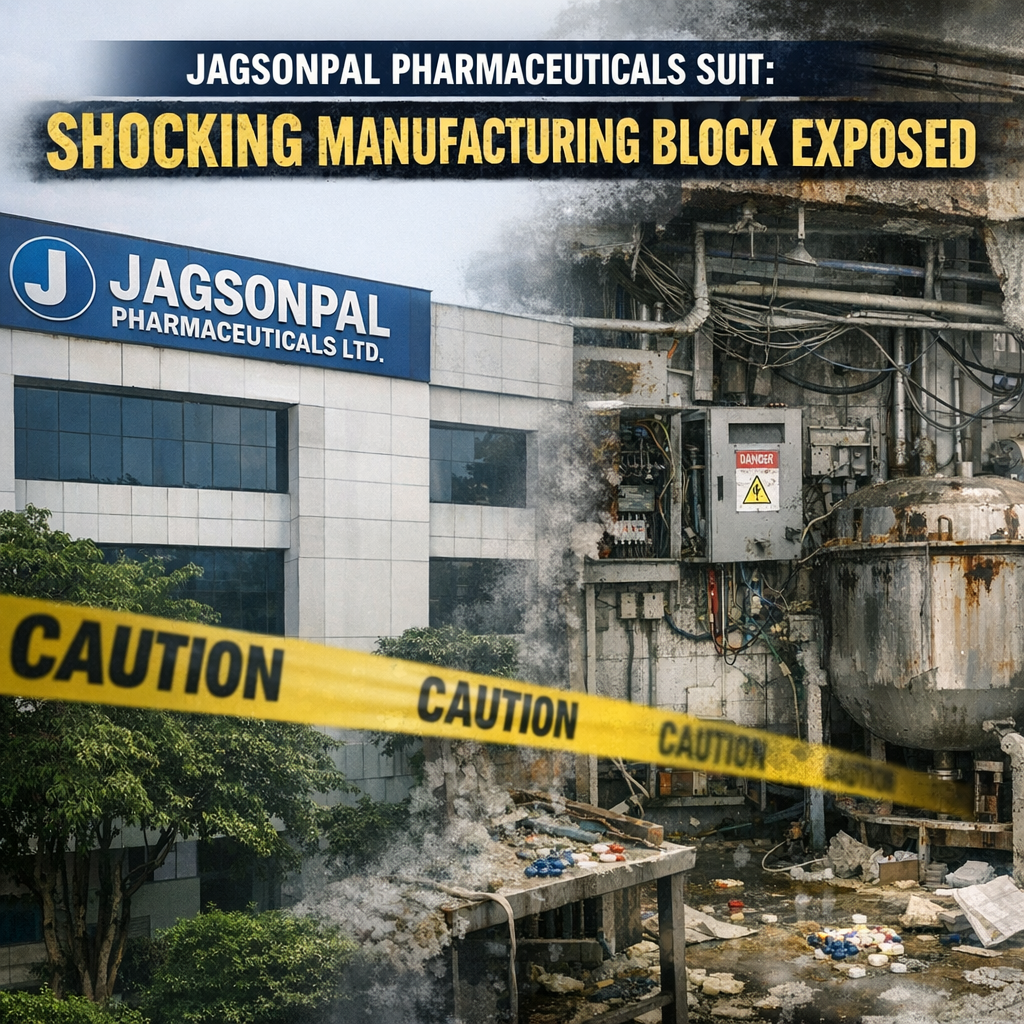 Illustration of Jagsonpal Pharmaceuticals Suit: Shocking Manufacturing Block Exposed