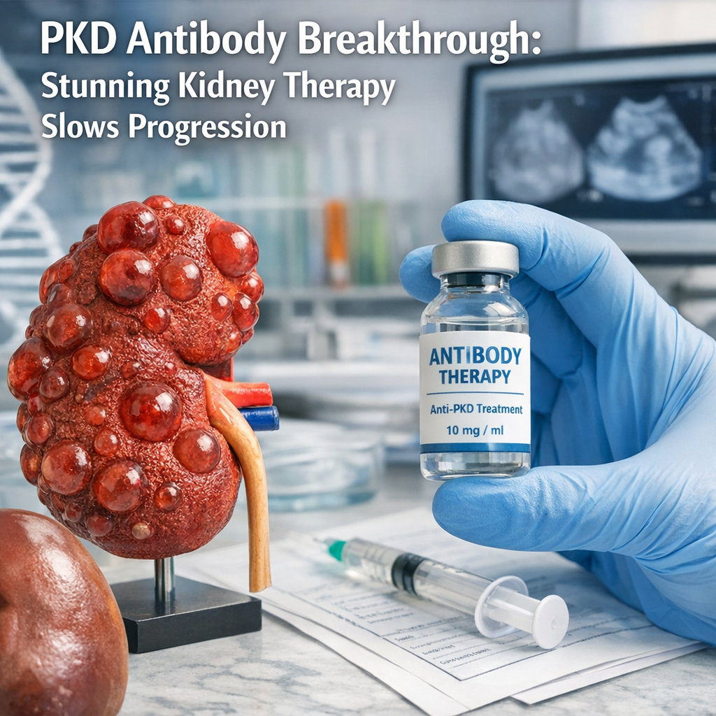 Illustration of PKD Antibody Breakthrough: Stunning Kidney Therapy Slows Progression
