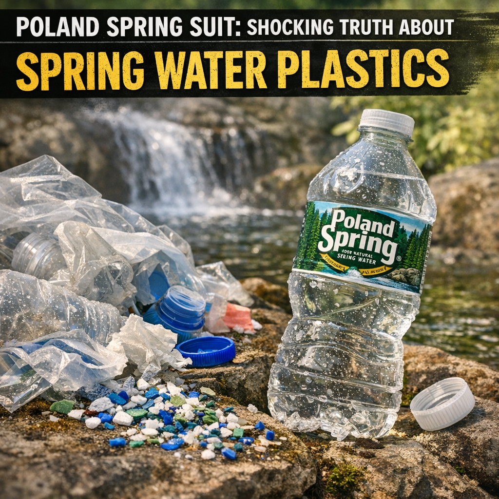 Illustration of Poland Spring Suit: Shocking Truth About Spring Water Plastics