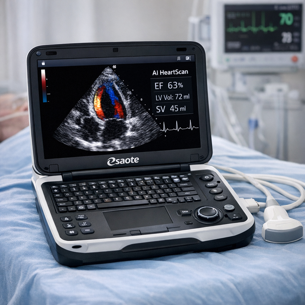 Illustration of Portable Ultrasound Esaote: Exclusive AI HeartScan for Effortless Care